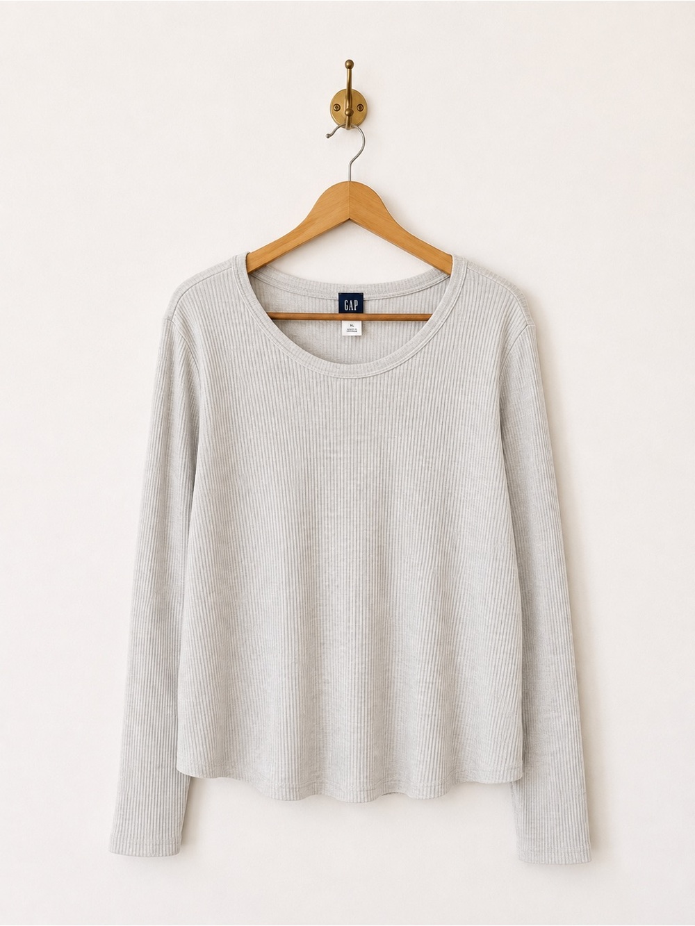 Old Navy Light Gray Ribbed Long Sleeve Tee